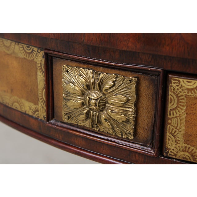 Maitland Smith Round Mahogany Leather Top Center Table For Sale - Image 11 of 17