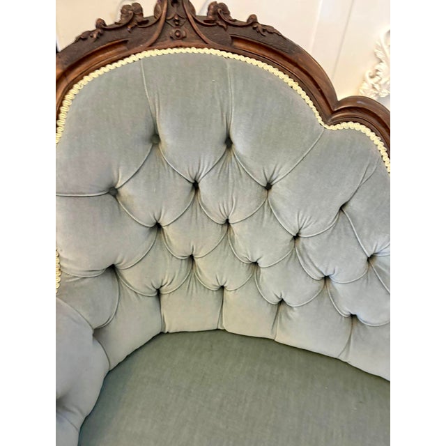 Antique Victorian Carved Walnut Chaise Lounge, 1850 For Sale - Image 13 of 17