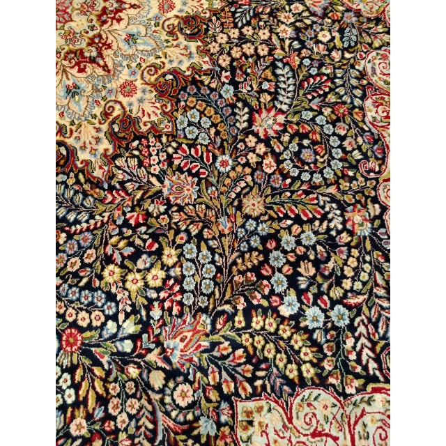Antique Oversized Persian Kerman Lavar Rug, Hand-Knotted Wool, Millefleur Floral Pattern, Navy & Ivory, 10x14 For Sale - Image 11 of 17