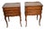 1880s Antique French Louis XV Walnut & Satinwood Marquetry Inlay Pair Nightstands / Bedside Tables For Sale