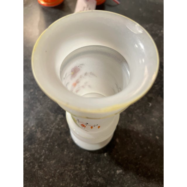 Late 19th Century Antique French Pair Opaline Vases Floral For Sale - Image 5 of 8