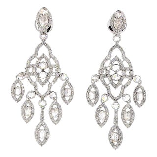 8.19 Carat Round Brilliant Cut Diamond Gold Earrings, Pair For Sale