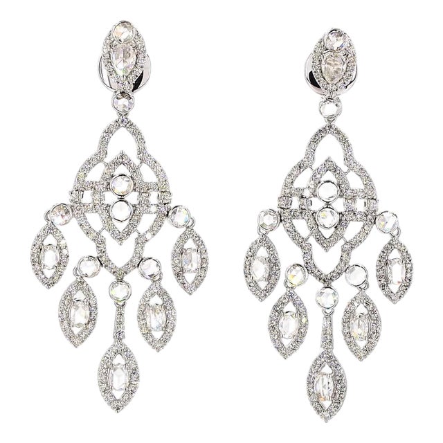8.19 Carat Round Brilliant Cut Diamond Gold Earrings, Pair For Sale