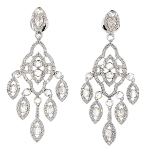 8.19 Carat Round Brilliant Cut Diamond Gold Earrings, Pair