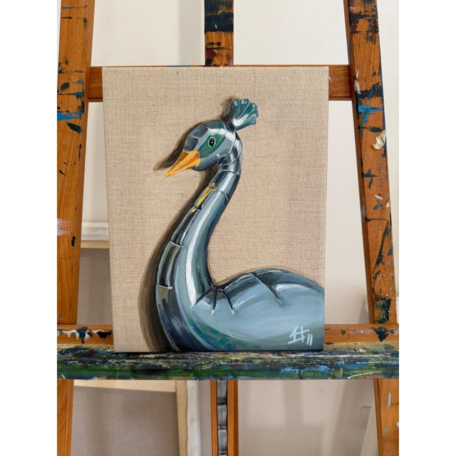 Sofía Cristina Jiménez, Inflatable Peacock Portrait: Lady Phasi 3, 2024, Acrylic on Unprimed Linen For Sale - Image 11 of 15