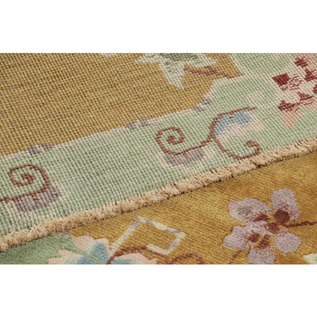 Textile Rug & Kilim’s Chinese Art Deco Rug in Brown and Green With Floral Patterns For Sale - Image 7 of 7