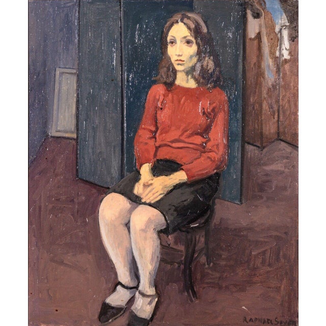 Raphael Soyer Seated Girl Signed Vintage Modern Figurative Original Oil Painting For Sale - Image 4 of 11