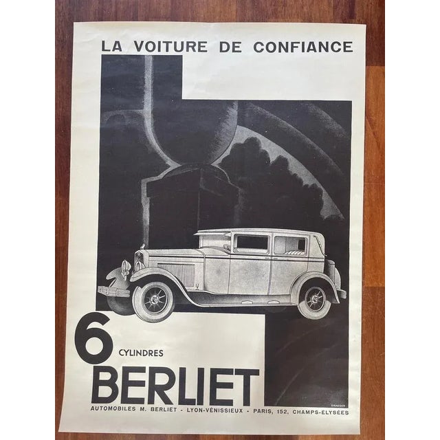 Vintage Black and White Poster by Berliet- Draeger, 1929 For Sale - Image 9 of 12