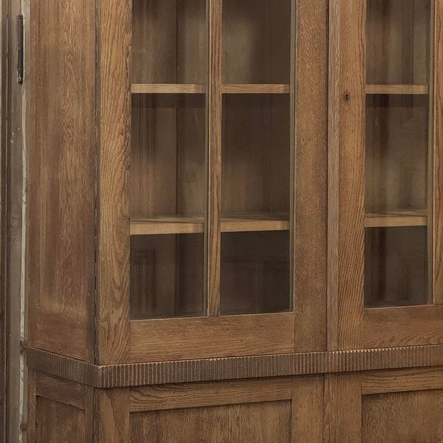 Wood Antique Dutch Art Deco Period Solid Oak Bookcase For Sale - Image 7 of 18