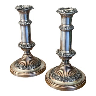 Sheffield Silver Plate & Copper Georgian Candlesticks, C. 1814 For Sale