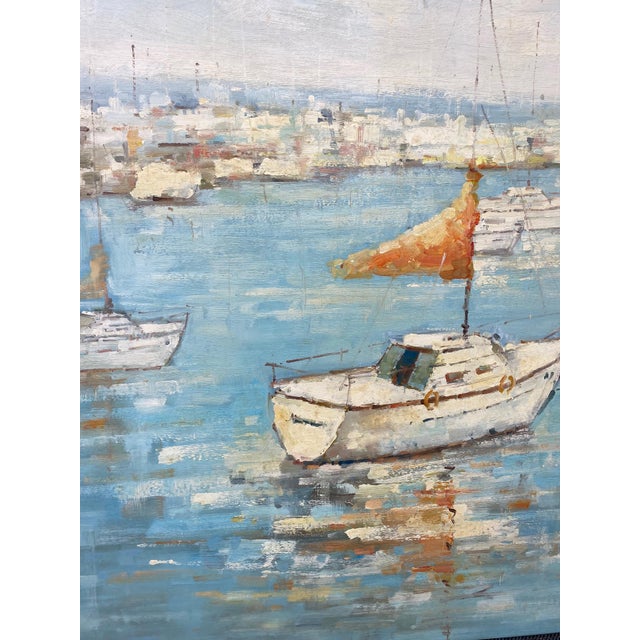 Nautical Contemporary Impressionist Style Nautical Original Oil Painting, 48" X 60" For Sale - Image 3 of 12