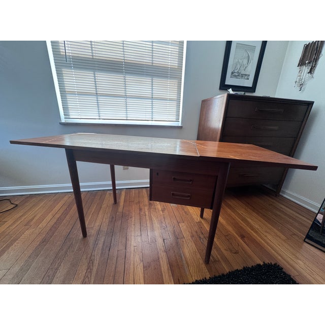 Mid Century Danish Modern Teak Drop-Leaf Executive Desk, 1960s For Sale - Image 9 of 9