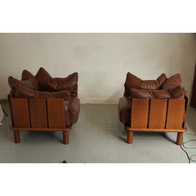 Poltronova Brutalist Lounge Chairs by Jonathan De Pas for Poltronova, 1970s, Set of 2 For Sale - Image 4 of 7