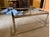 Elegant vintage modernist coffee table featuring a 38-inch square glass top resting on a minimalist chrome-plated steel...