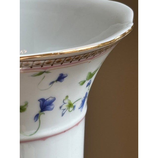 Vintage Porcelain Trumpet Vase W/ Blue Bellflower Motif For Sale - Image 9 of 18