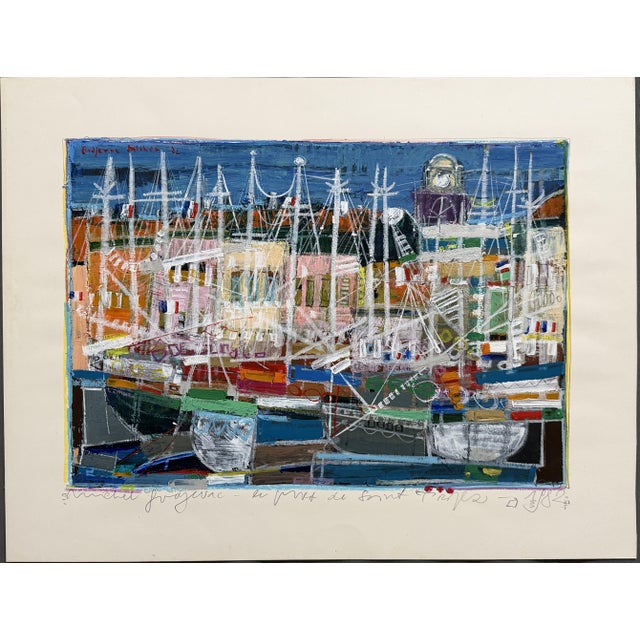 Plastic Michel Godjevac, Saint Tropez, 1982, Acrylic Painting on Paper For Sale - Image 7 of 7