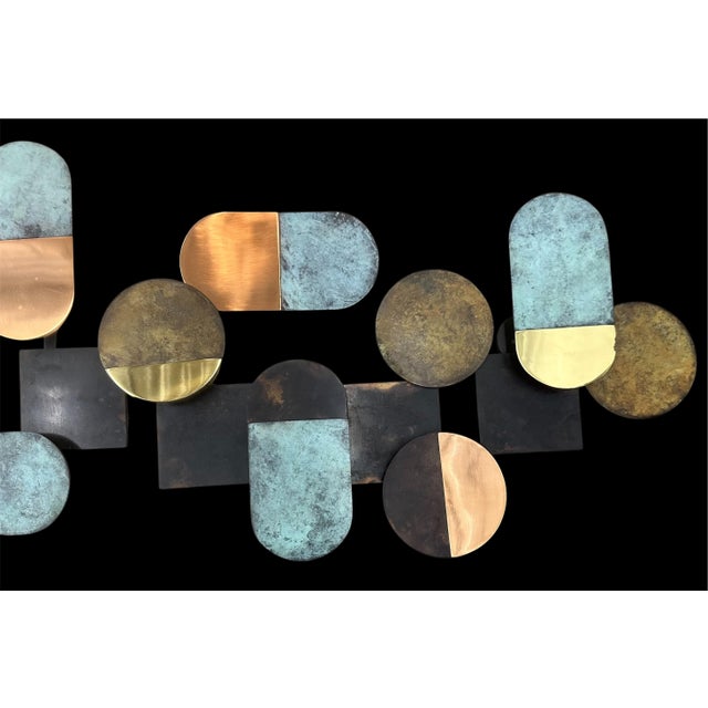 Mid-Century Modern Mid Century Metal Wall Art Patina Geometry Vintage For Sale - Image 3 of 18