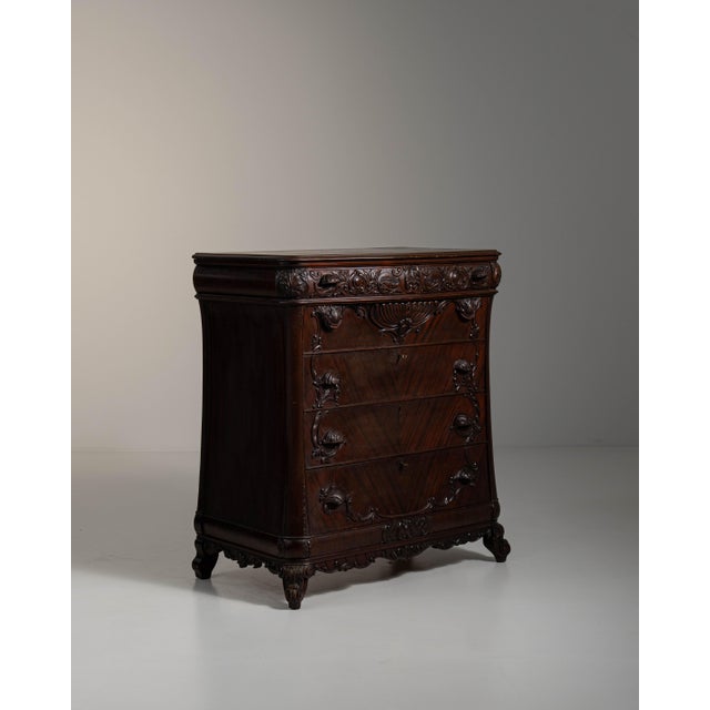19th Century French Dark Brown Louis XV Ornate Chest of Drawers For Sale - Image 14 of 15