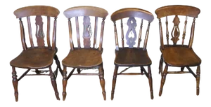 Harlequin Beech and Elm Fiddle Back Chairs, Set of 4