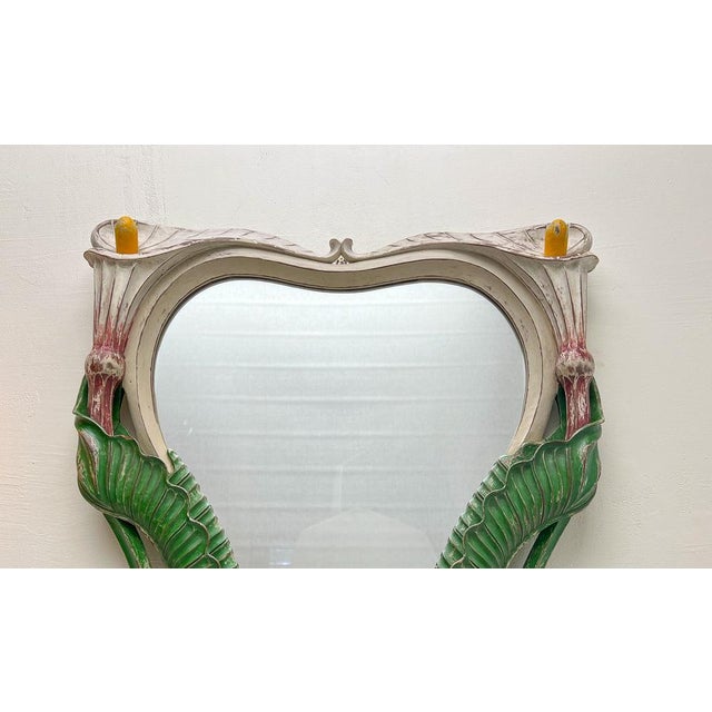 Art Nouveau Carved Wood Mirror with Calla Lilys, 1900s For Sale - Image 4 of 15