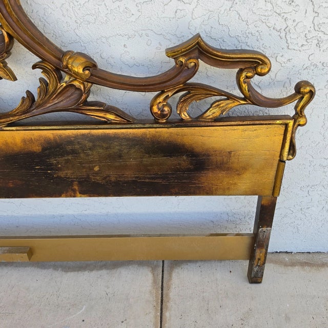Vintage French Rococo Louis XV Baroque Gold Gilt Metal King Headboard For Sale In Miami - Image 6 of 12