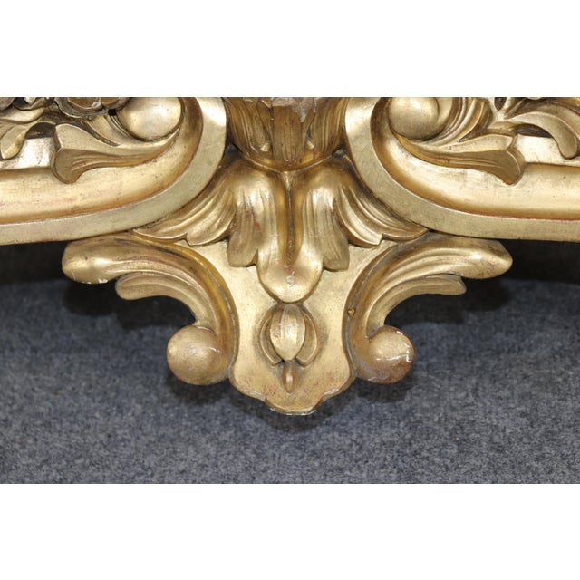 19th Century French Rococo Carved Giltwood Marble Top Console Table For Sale - Image 10 of 14