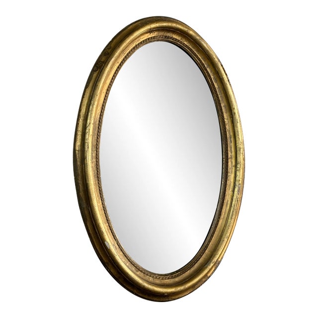 19th Century French Gold Gilt Oval Wall Mirror For Sale