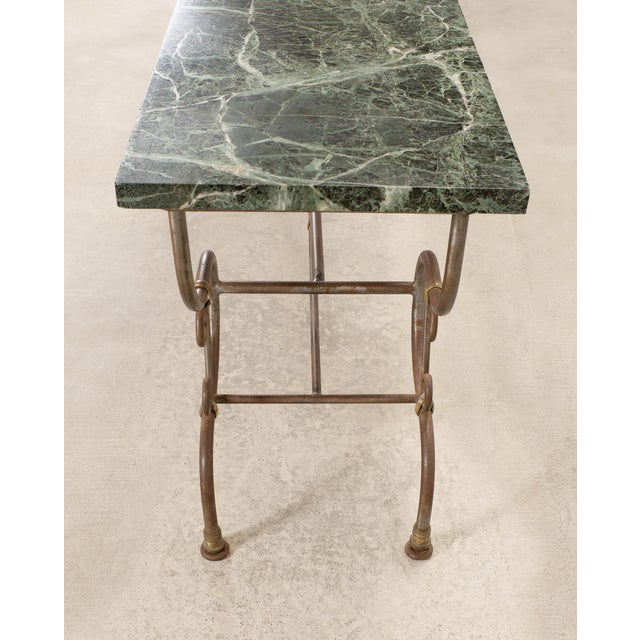 Metal French Belle Époque Steel Marble Bronze Pâtisserie Table Console For Sale - Image 7 of 18