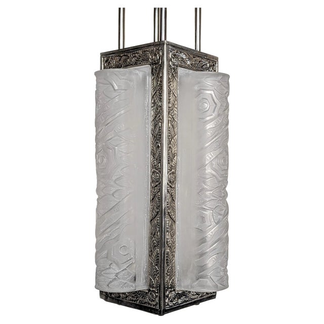 Mid 19th Century French Art Deco Chandelier, Lantern by Schneider For Sale - Image 5 of 9