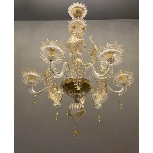 1980s Italian Murano Glass Gold Chandelier by La Murrina For Sale - Image 5 of 18