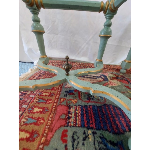 Hollywood Regency Style Hand Painted Glass Top End Tables - a Pair For Sale - Image 4 of 11
