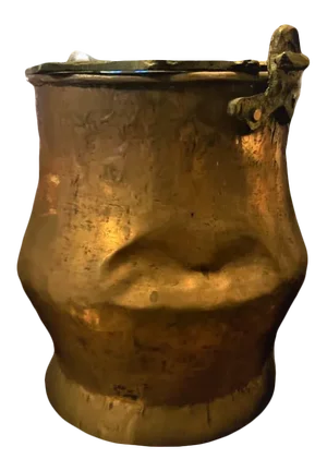 19th Century Antique Hand-Forged Copper Cachepot With Brass Handle