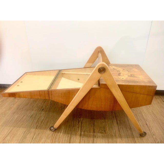 Mid-Century Marquetry Sewing Table For Sale - Image 4 of 12