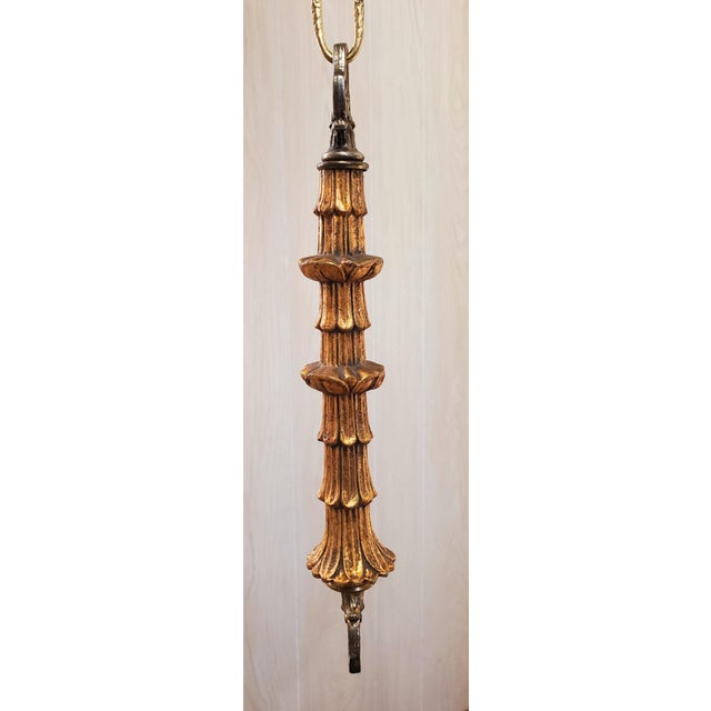 1920s Hollywood Regency 2 Way Staircase Swag Lamp with Gold Leaf Filigree Velvet For Sale - Image 12 of 13