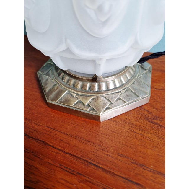 Art Deco Night Light in Nickel-Plated Bronze and Frosted Glass, 1920s For Sale - Image 10 of 18