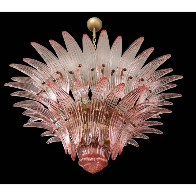 1970s Italian Chandeliers with Pink Leaves, Murano, Set of 2 For Sale - Image 5 of 18