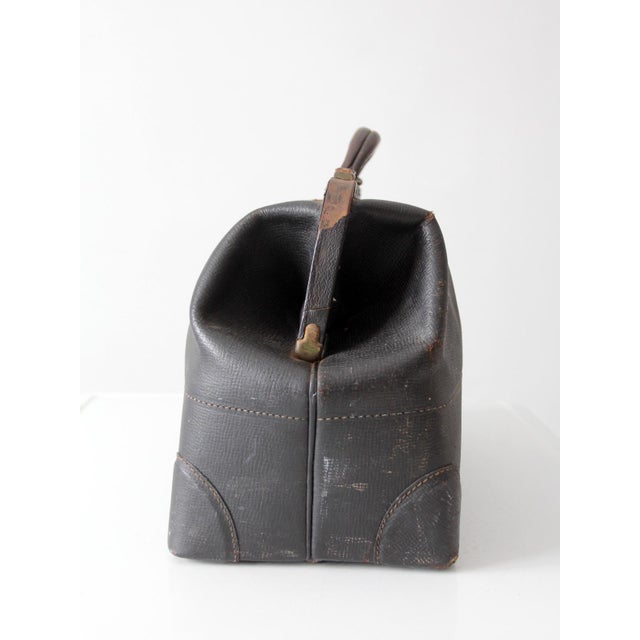 Antique Black Leather Doctor's Bag For Sale - Image 11 of 12