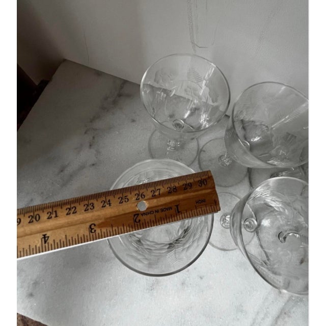 1950s Mid-Century Modern Wine Glasses Crystal Garland Pattern by Libbey Glass Company - Set of 7 For Sale - Image 10 of 10