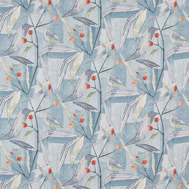 Harlequin Entity Fabric in Brick/Denim For Sale