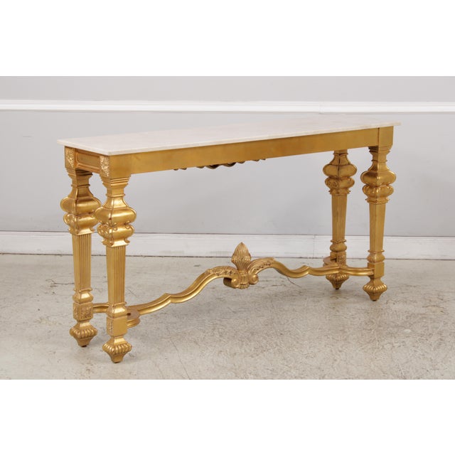 Rococo Style Gilt & Gold Marble Top Console Table For Sale - Image 18 of 18