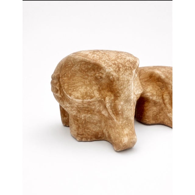 Ceramic Vintage Set of Three Marbled Ceramic Elephant Boho Chic Sculptures For Sale - Image 7 of 10