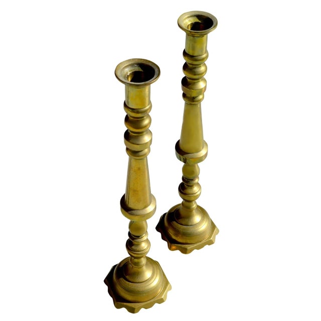 Traditional Late 20th Century Brass Candle Holders- Set of 2 For Sale - Image 3 of 9