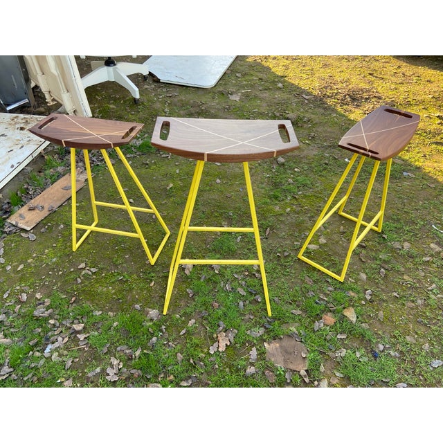 Wood Robert Tronk Stools Set Set of 3 For Sale - Image 7 of 12
