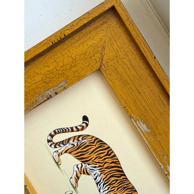 American Original Hand-Painted Folk Art Painting of a Tiger, Framed For Sale - Image 3 of 3