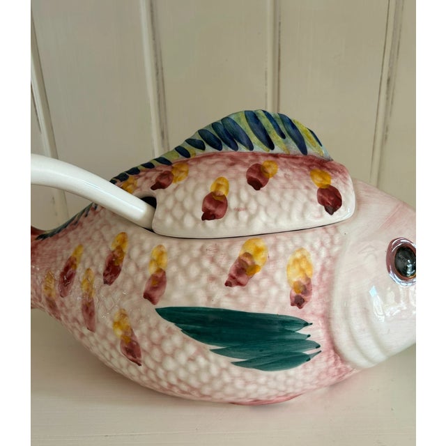 Vintage Mid-Century Modern Made in Portugal Fish Soup Tureen With Ladle For Sale - Image 10 of 11