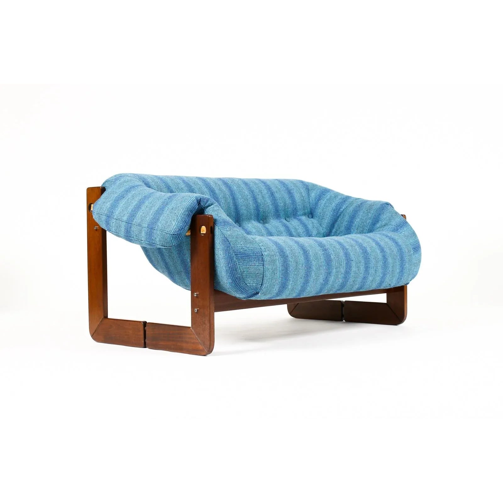 1970s Mid Century Brazilian Modernist Rosewood Frame Loveseat by Percival Lafer, Mp-97