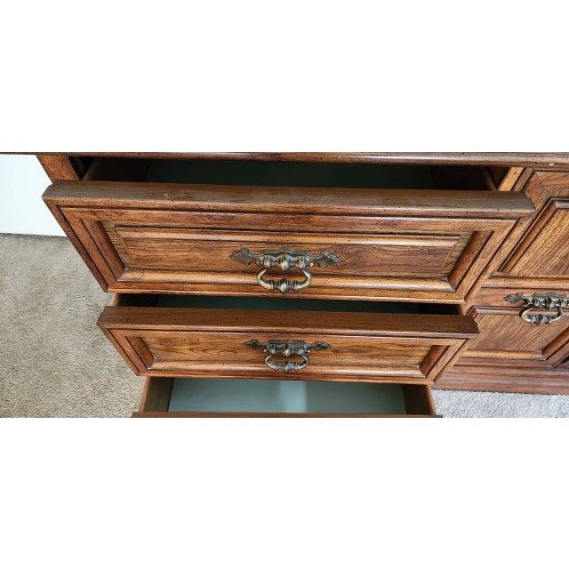 Spanish Revival 1970s Stanley Furniture Spanish Mediterranean Carved Oak Dresser Set - A Pair For Sale - Image 3 of 13