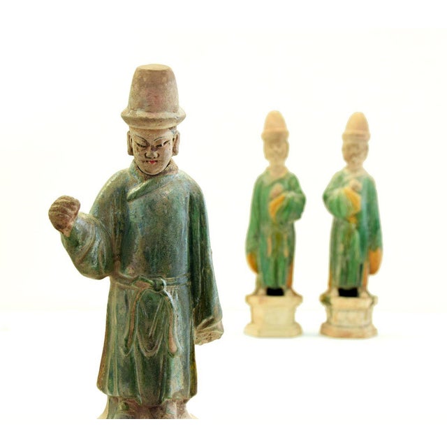 Antique Chinese Ming Period Terracotta Sculptures, Set of 3 For Sale - Image 4 of 6