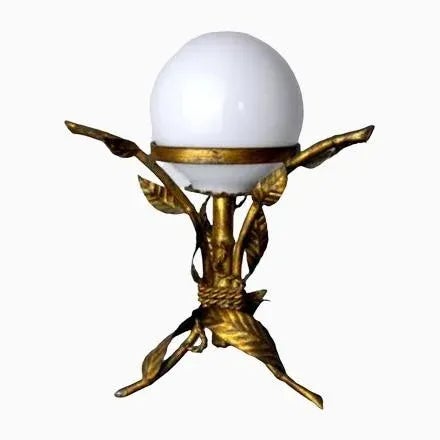 Gold Art Deco Spanish Floral Table Lamp, 1960 For Sale - Image 8 of 8