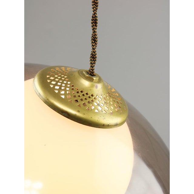 Space-Age Italian Brass, Opaline and Acrylic glass Pendant Lamp For Sale - Image 11 of 18